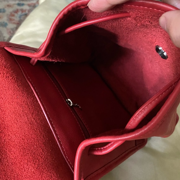 Authentic Coach RED Leather Turnlock Daypack Backpack Bag Nickel Hardware - Picture 9 of 16